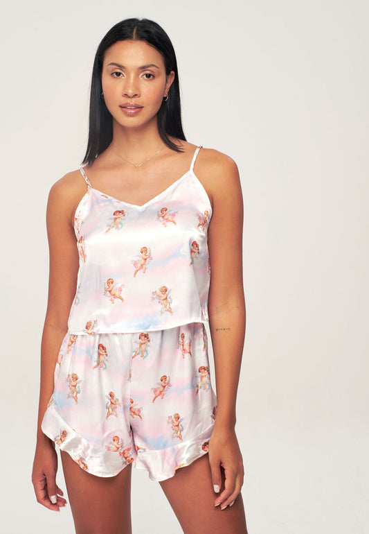 Angel Print Patterned Short Pyjama Set