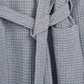 Hooded Washed Waffle Cotton Bathrobe - Indigo