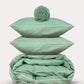 Classic Percale - Core Bedding Set - Jade Green with White Piped Edge