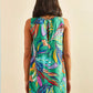 Multi-patterned V-neck Dress - Green