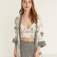 Flower Printed Pyjama Set with Dressing Gown - Ecru
