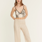 Leaf Printed Pyjama Set with Dressing Gown - Cream