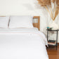 Classic Percale - Duvet Cover Set - White with Peach Piped Edge